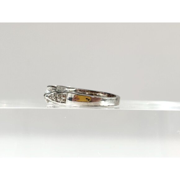 Triple Cubic Zirconia Gemstone Sterling Silver 925 Vintage Ring - sz 7 - Picture 7 of 15